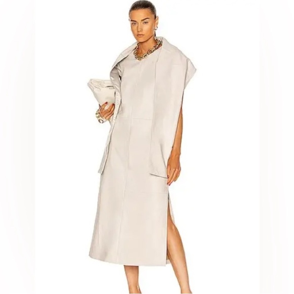 Loulou Studio 100% Lambskin Leather Dress attached Shawl size Medium NWT